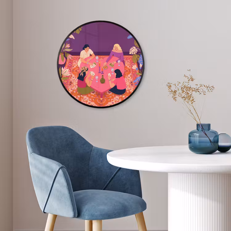 Mensen - Kaartspel - Interieur - Modern - Kleurrijk Fotolijst rond zonder passe partout klein -sfeer2