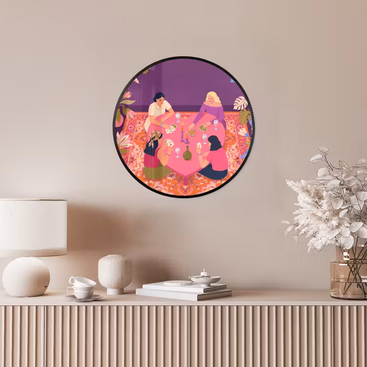 Mensen - Kaartspel - Interieur - Modern - Kleurrijk Fotolijst rond zonder passe partout klein -sfeer3