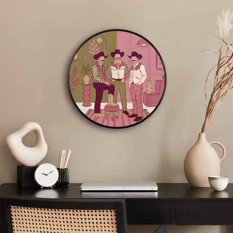 Mensen - Mannen - Hoeden - Retro - Interieur Fotolijst rond zonder passe partout klein -sfeer1