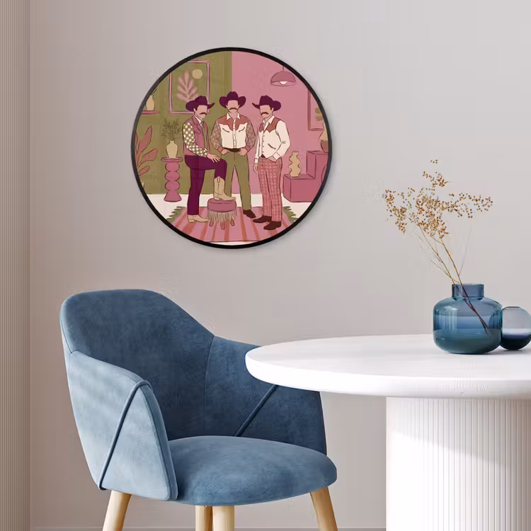 Mensen - Mannen - Hoeden - Retro - Interieur Fotolijst rond zonder passe partout klein -sfeer2