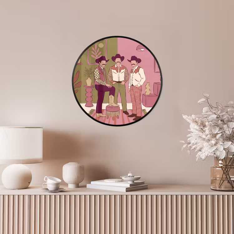 Mensen - Mannen - Hoeden - Retro - Interieur Fotolijst rond zonder passe partout klein -sfeer3