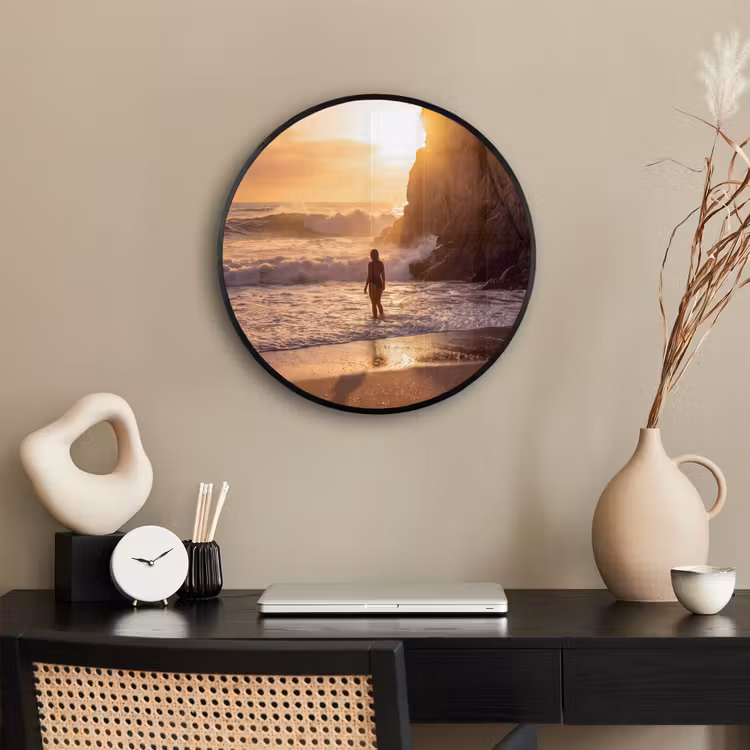 Mensen - Oceaan - Zonsondergang - Kust - Goud Fotolijst rond zonder passe partout klein -sfeer1