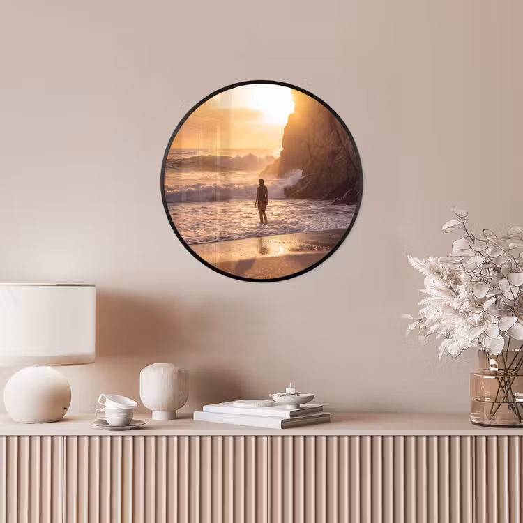 Mensen - Oceaan - Zonsondergang - Kust - Goud Fotolijst rond zonder passe partout klein -sfeer3
