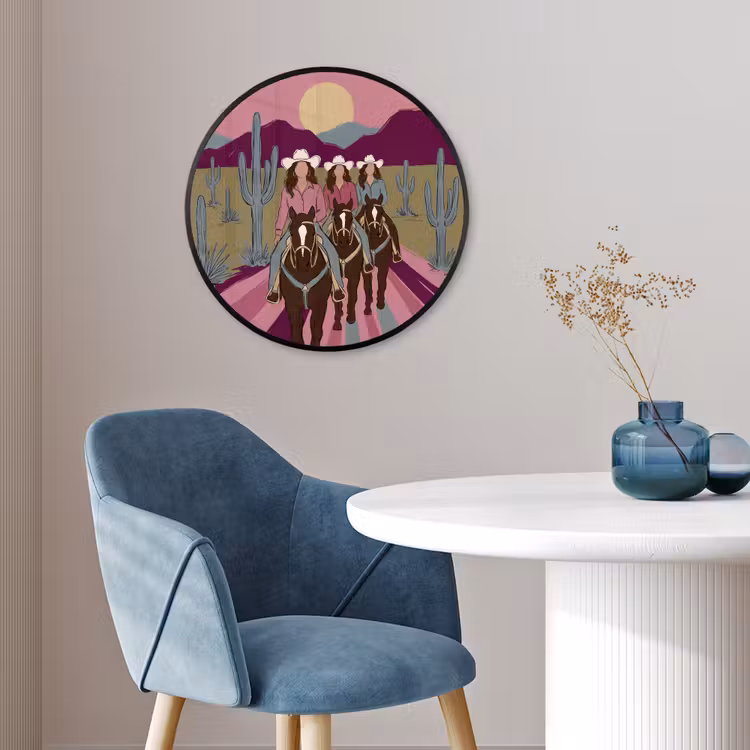 Mensen - Paard - Woestijn - Abstract - Roze Fotolijst rond zonder passe partout klein -sfeer2