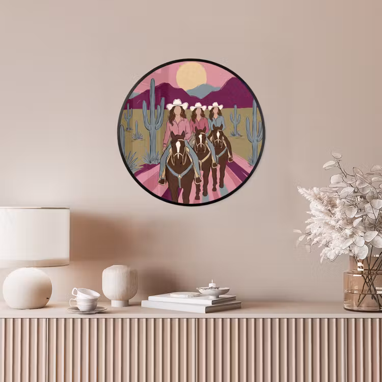 Mensen - Paard - Woestijn - Abstract - Roze Fotolijst rond zonder passe partout klein -sfeer3