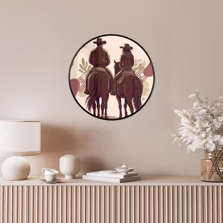 Mensen - Ruiters - Western - Illustratie - Bruin Fotolijst rond zonder passe partout klein -sfeer3