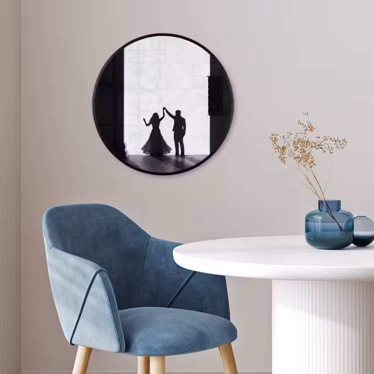 Mensen - Schaduw - Dans - Zwart-wit - Liefde Fotolijst rond zonder passe partout klein -sfeer2