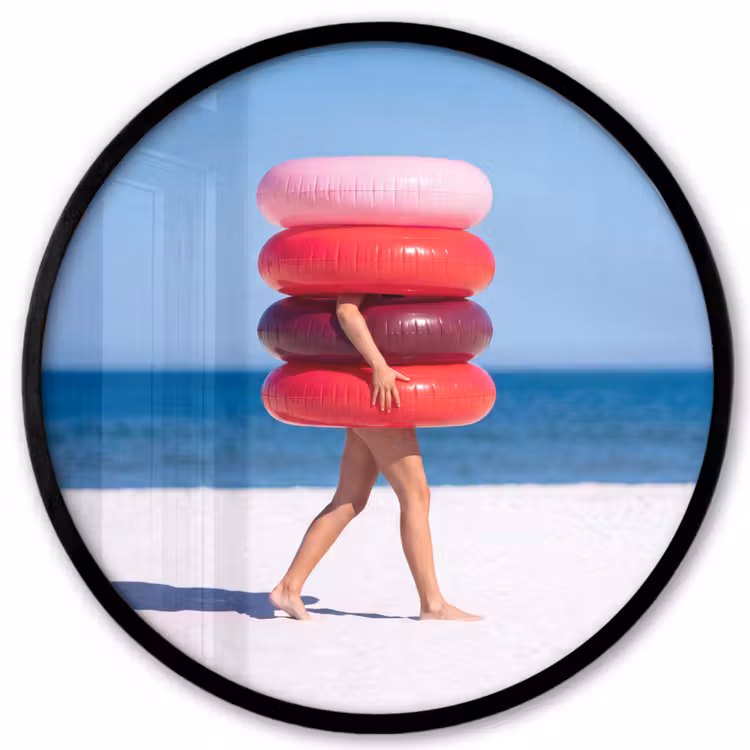Mensen - Strand - Zomer - Recreatie - Kleurrijk Fotolijst rond zonder passe partout klein -3d