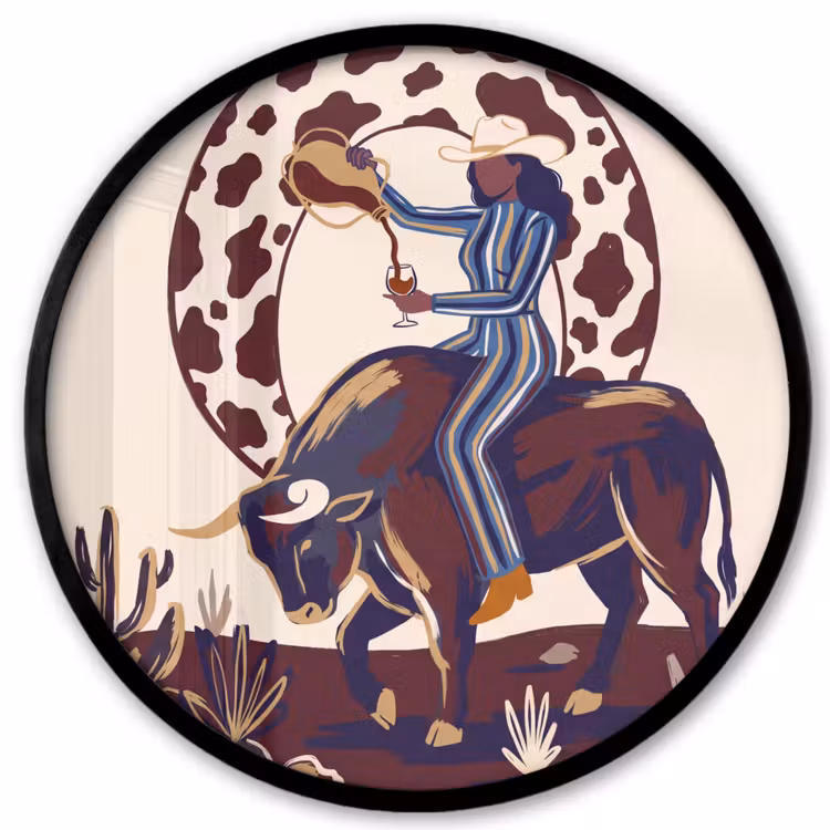 Mensen - Dieren - Cowboy - Abstract - Kleurrijk Fotolijst rond zonder passe partout klein -3d