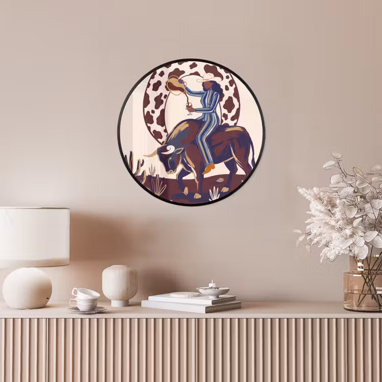 Mensen - Dieren - Cowboy - Abstract - Kleurrijk Fotolijst rond zonder passe partout klein -sfeer3