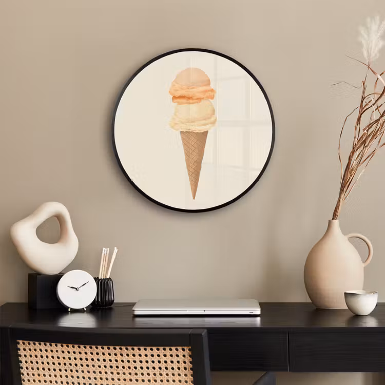 Minimalistisch - Schepijs - Hoorntje - Beige Fotolijst rond zonder passe partout klein -sfeer1