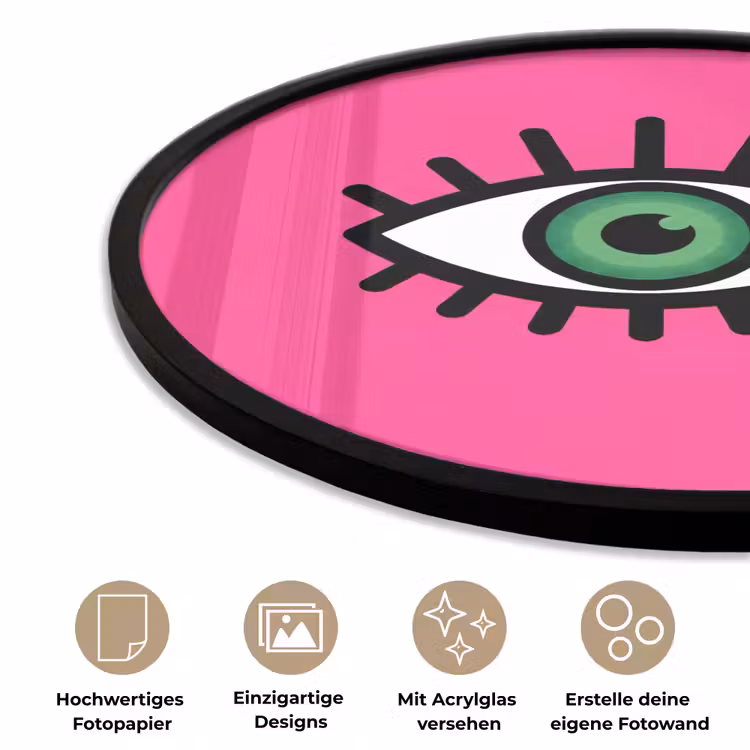 Minimalistisch - Oog - Roze Fotolijst rond zonder passe partout klein -closeup_DE