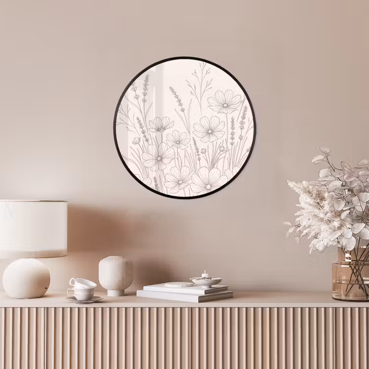 Minimalistisch - Modern - Bloemen - Beige Fotolijst rond zonder passe partout klein -sfeer3