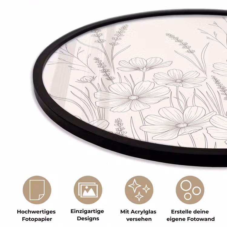 Minimalistisch - Modern - Bloemen - Beige Fotolijst rond zonder passe partout klein -closeup_DE