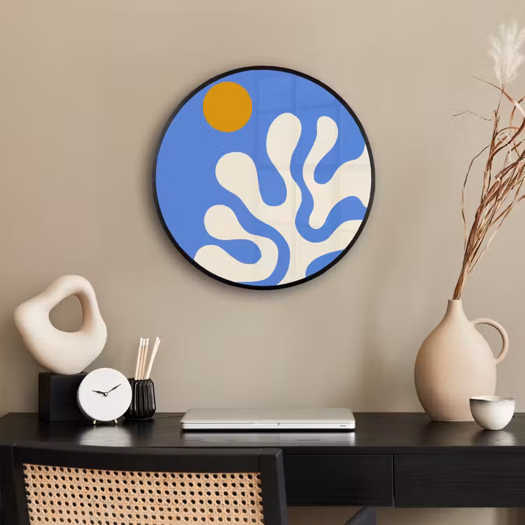 Minimalistisch - Organisch patroon - Blauw Fotolijst rond zonder passe partout klein -sfeer1