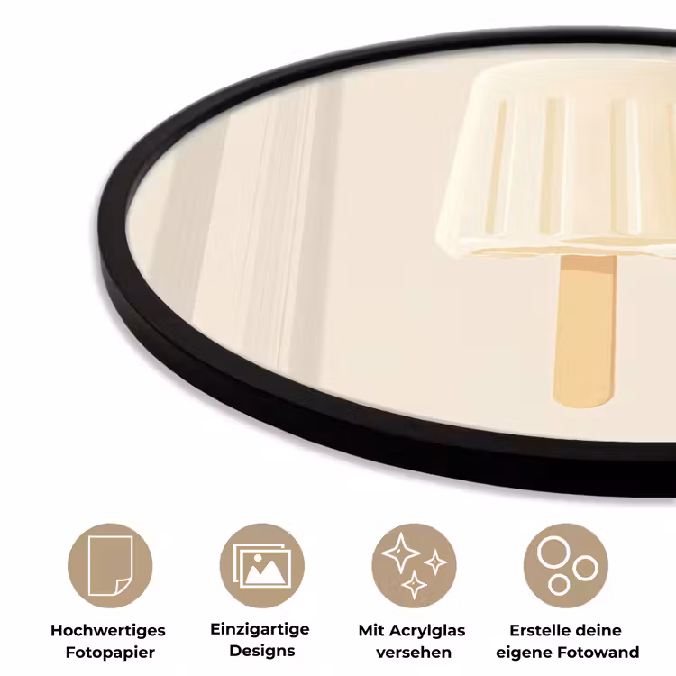 Minimalistisch - Waterijsje - Stokje - Beige Fotolijst rond zonder passe partout klein -closeup_DE