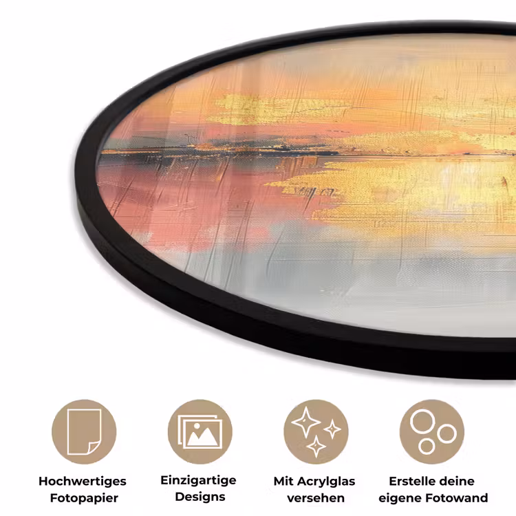 Modern - Abstract - Goud - Roze Fotolijst rond zonder passe partout klein -closeup_DE