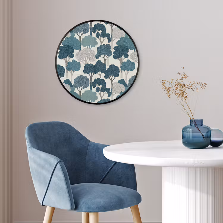 Modern - Bomen - Bos - Patroon - Blauw Fotolijst rond zonder passe partout klein 856 -sfeer2