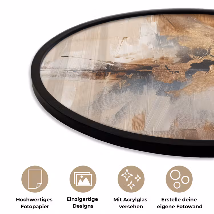 Modern - Bruin - Abstract - Beige Fotolijst rond zonder passe partout klein -closeup_DE