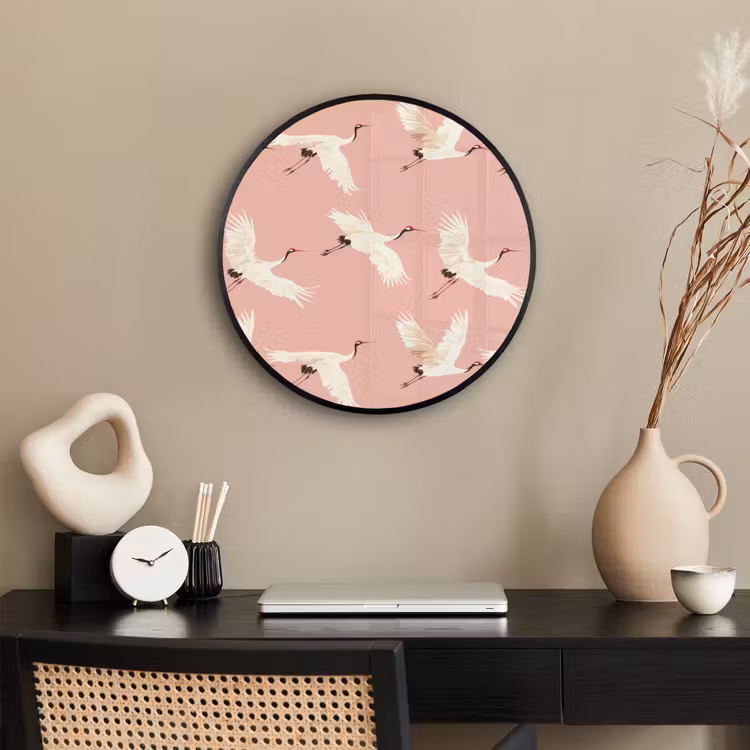 Modern - Kraanvogels - Roze Fotolijst rond zonder passe partout klein 856 -sfeer1