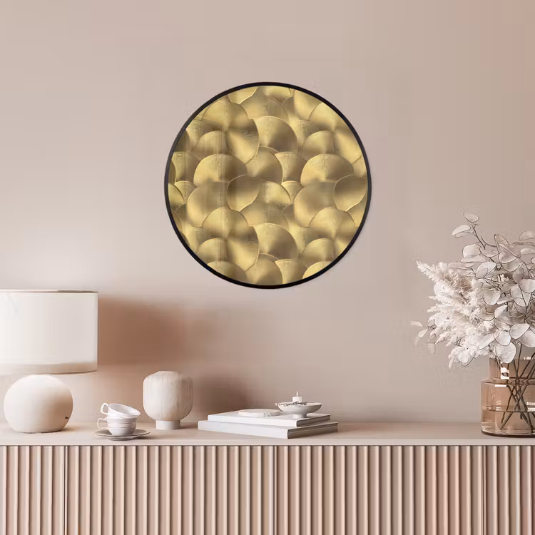Modern - Cirkel - Goud Fotolijst rond zonder passe partout klein 856 -sfeer3