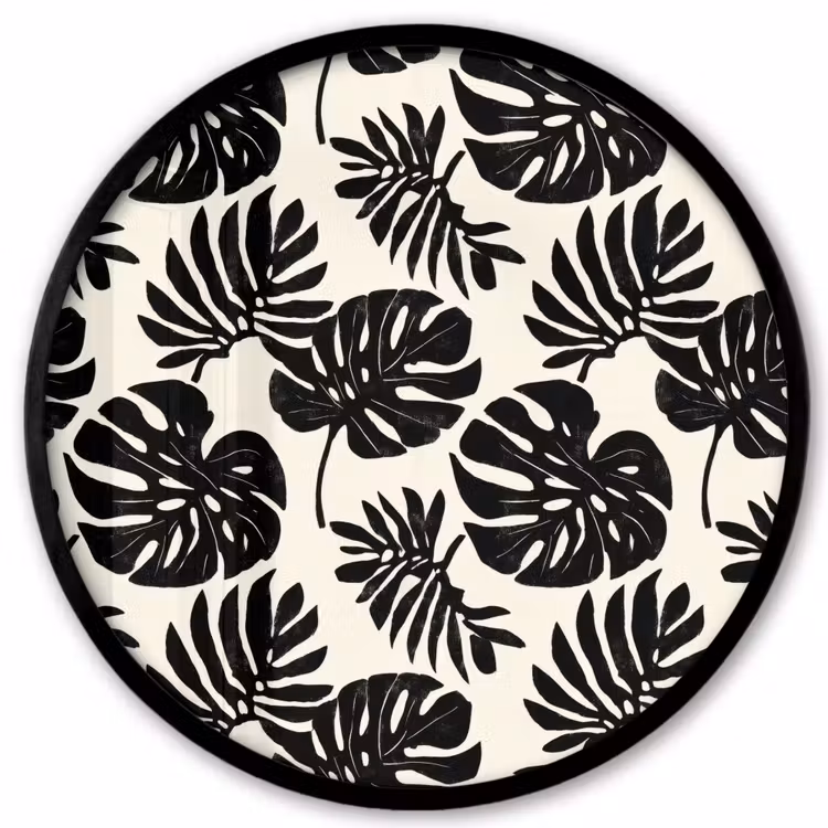 Modern - Monstera - Zwart Fotolijst rond zonder passe partout klein 856 -3d