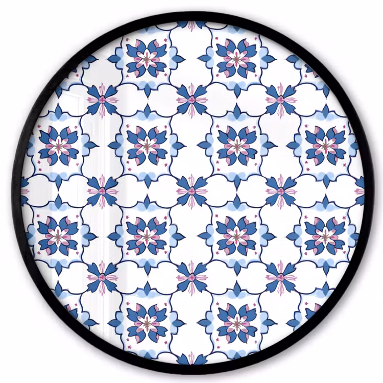 Modern - Patroon - Blauw - Roze Fotolijst rond zonder passe partout klein 856 -3d