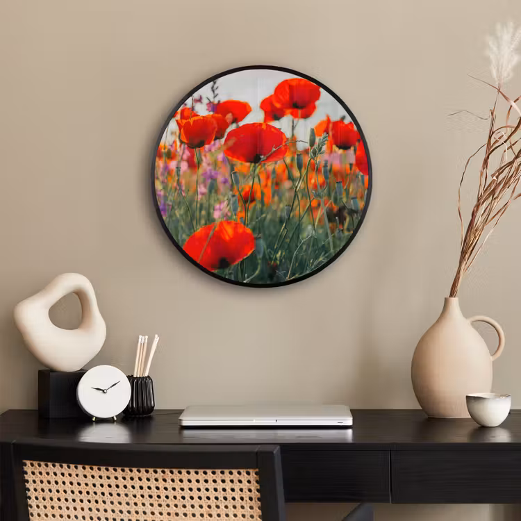 Klaproos - Bloemen - Rood - Paars - Weide Fotolijst rond zonder passe partout klein -sfeer1