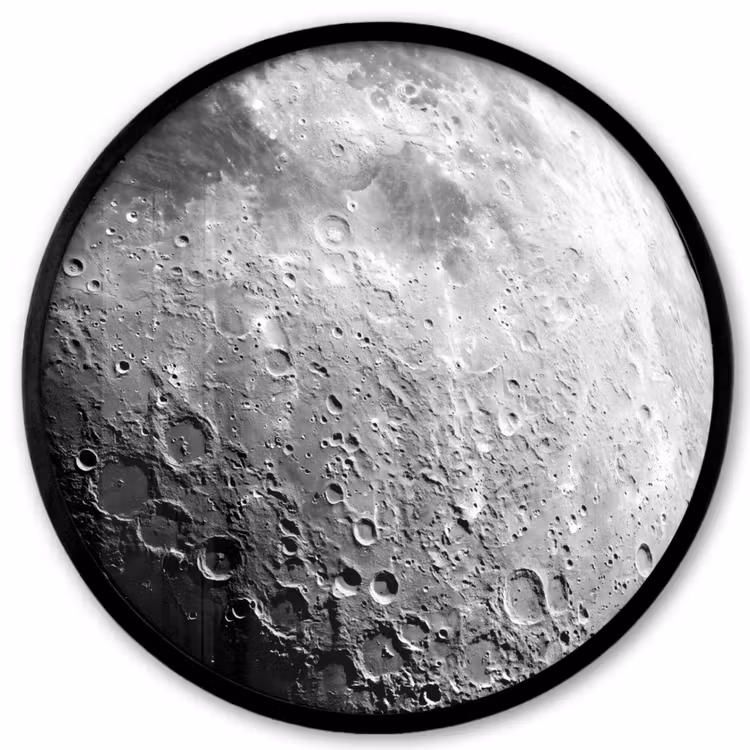Poster im Rahmen Rund - Mond – Krater – Weltraum - Maan - Kraters - Ruimte Fotolijst rond zonder passe partout klein