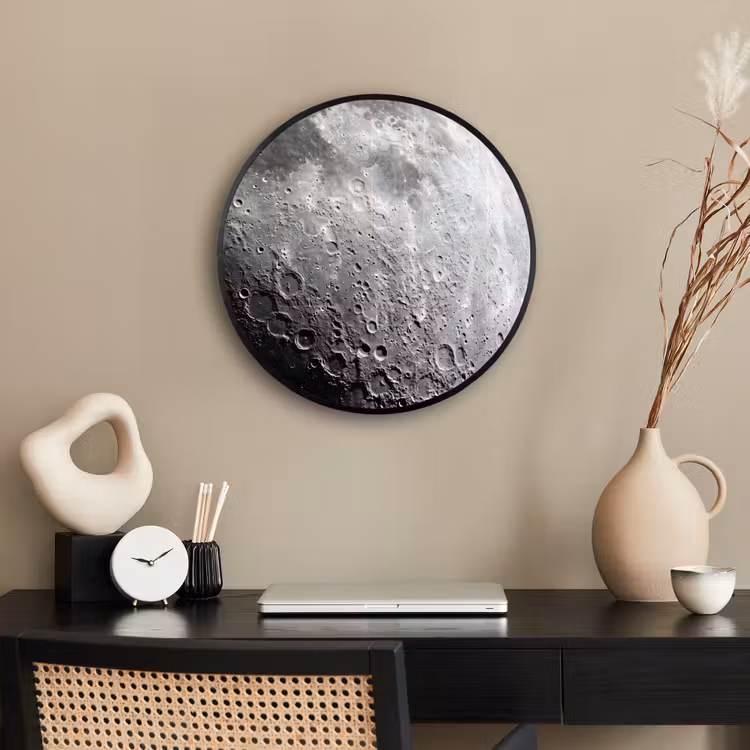 Poster im Rahmen Rund - Mond – Krater – Weltraum - Maan - Kraters - Ruimte Fotolijst rond zonder passe partout klein
