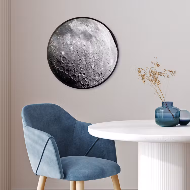 Poster im Rahmen Rund - Mond – Krater – Weltraum - Maan - Kraters - Ruimte Fotolijst rond zonder passe partout klein