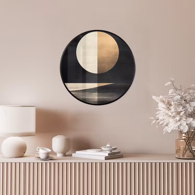 Maan - Cirkel - Goud Fotolijst rond zonder passe partout klein -sfeer3