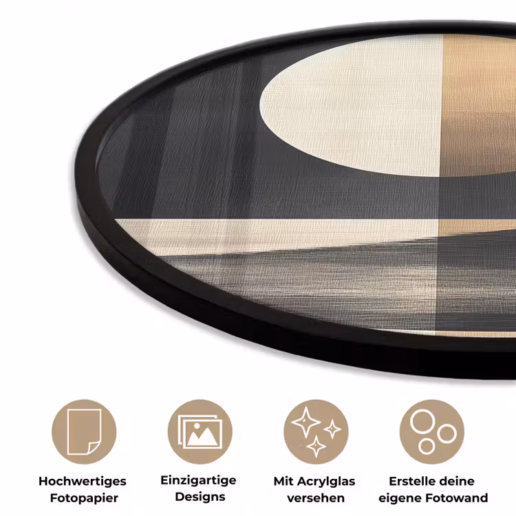 Maan - Cirkel - Goud Fotolijst rond zonder passe partout klein -closeup_DE