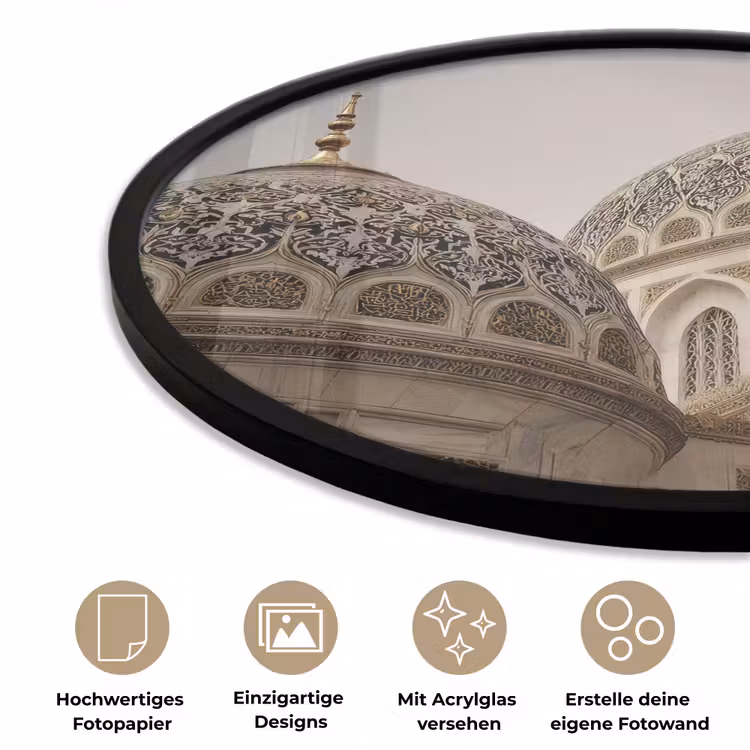 Mozaïekkoepels - Gouden spitsen - Islamitisch Fotolijst rond zonder passe partout klein -closeup_DE
