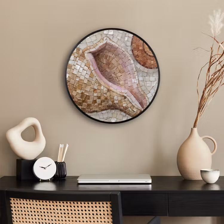 Schelp - Mozaïek - Zee - Beige - Modern Fotolijst rond zonder passe partout klein -sfeer1