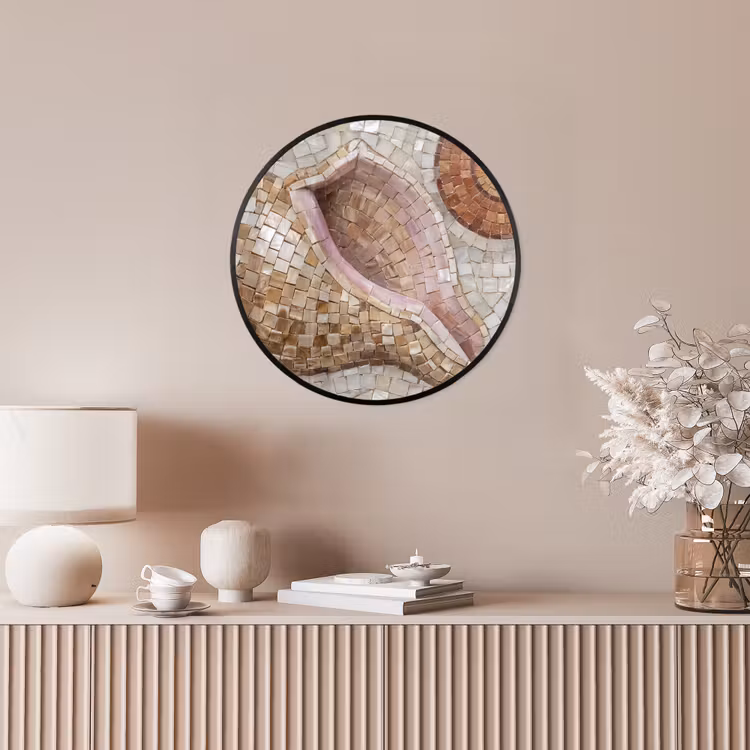 Schelp - Mozaïek - Zee - Beige - Modern Fotolijst rond zonder passe partout klein -sfeer3