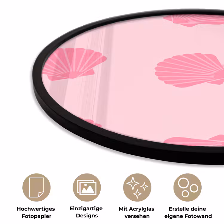 Schelp - Patroon - Zee - Modern - Roze Fotolijst rond zonder passe partout klein -closeup_DE