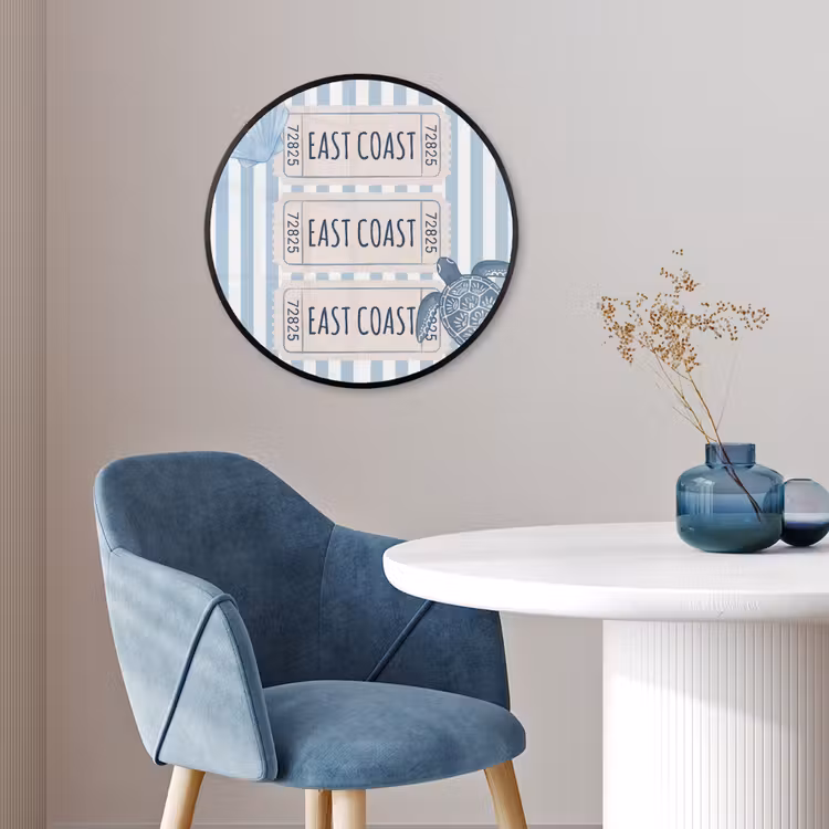 Schelp - Oceaan - Kust - Blauw - Illustratie Fotolijst rond zonder passe partout klein -sfeer2