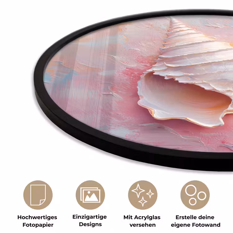 Schelp - Pastel - Pink Fotolijst rond zonder passe partout klein -closeup_DE