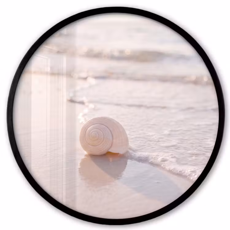 Zeeschelp - Strand - Zee - Natuur - Beige Fotolijst rond zonder passe partout klein -3d