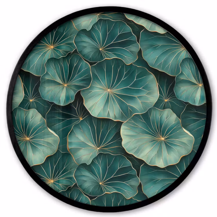 Patroon - Bladeren - Groen Fotolijst rond zonder passe partout klein 856 -3d