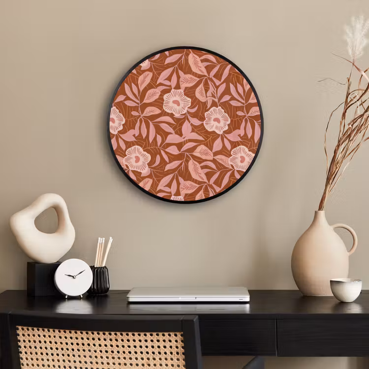Patroon - Bladeren - Terracotta Fotolijst rond zonder passe partout klein 856 -sfeer1