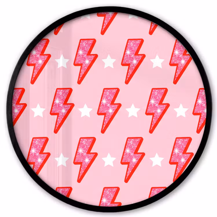 Patroon - Bliksem - Ster - Glitter - Roze Fotolijst rond zonder passe partout klein -3d