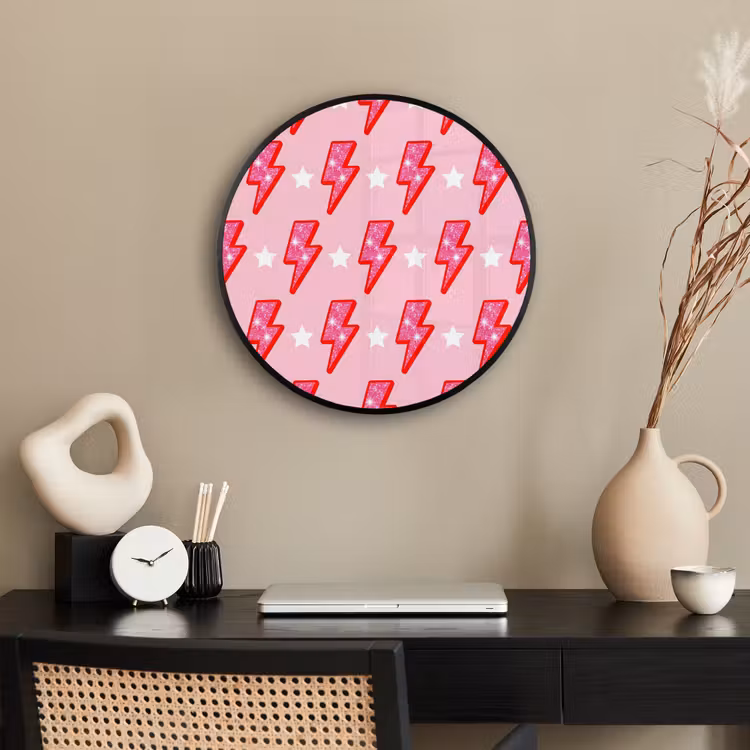 Patroon - Bliksem - Ster - Glitter - Roze Fotolijst rond zonder passe partout klein -sfeer1