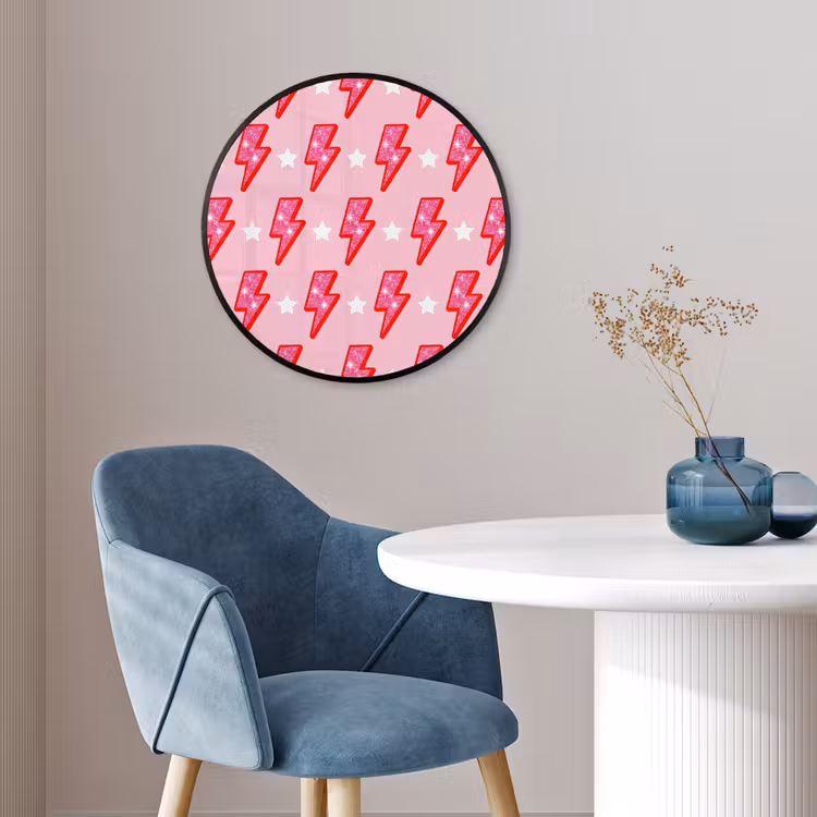 Patroon - Bliksem - Ster - Glitter - Roze Fotolijst rond zonder passe partout klein -sfeer2