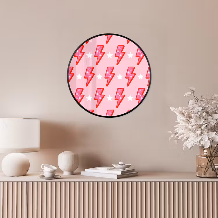 Patroon - Bliksem - Ster - Glitter - Roze Fotolijst rond zonder passe partout klein -sfeer3