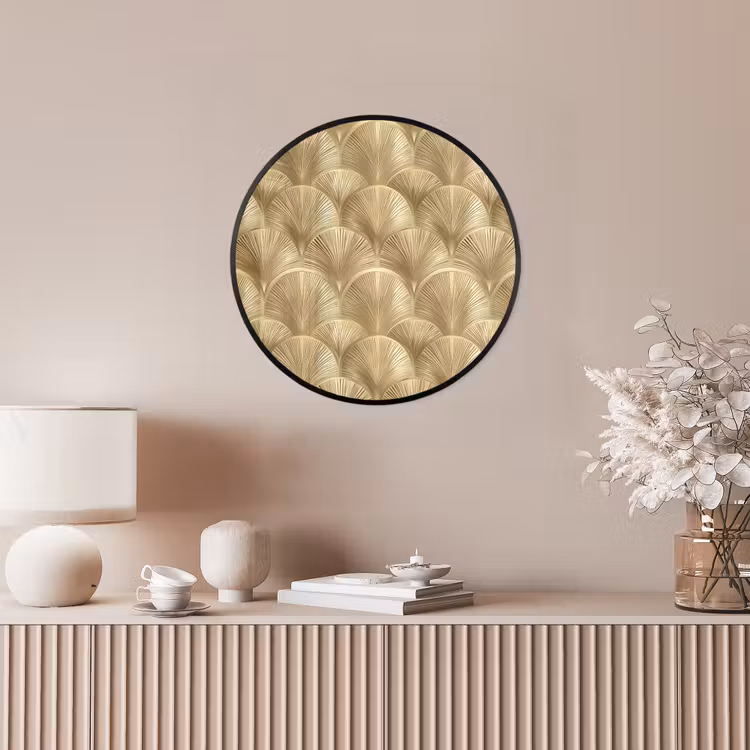 Patroon - Waaier -  Goud Fotolijst rond zonder passe partout klein 856 -sfeer3