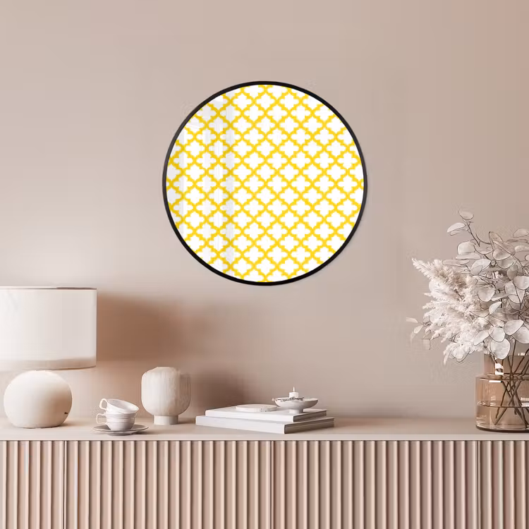 Patroon - Geometrisch - Klassiek - Geel Fotolijst rond zonder passe partout klein 856 -sfeer3