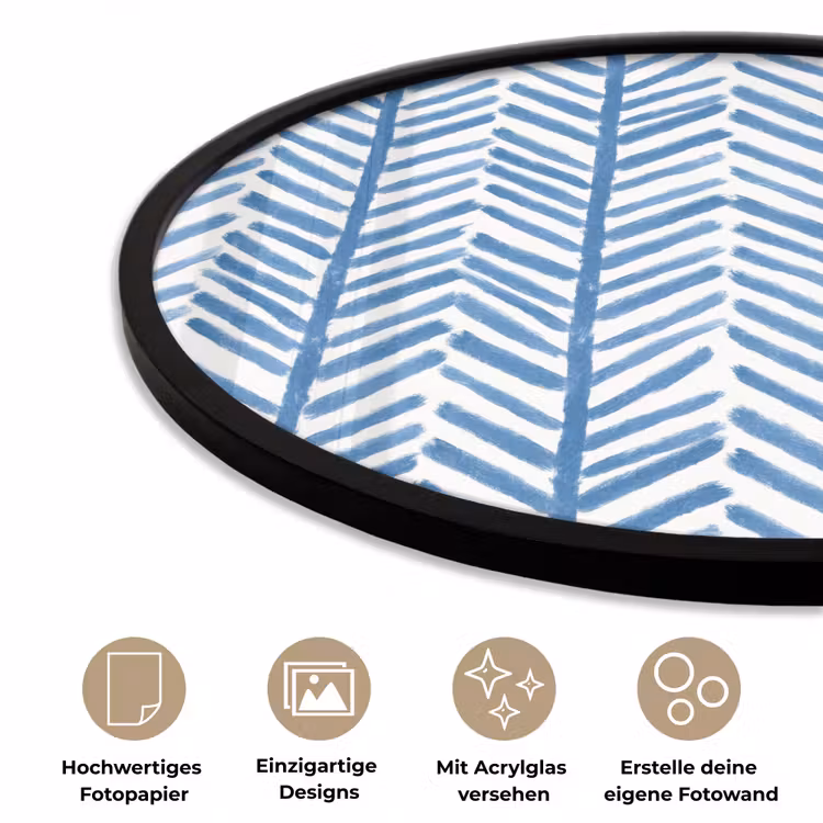 Patroon - Streep - Blauw Fotolijst rond zonder passe partout klein 856 -closeup_DE