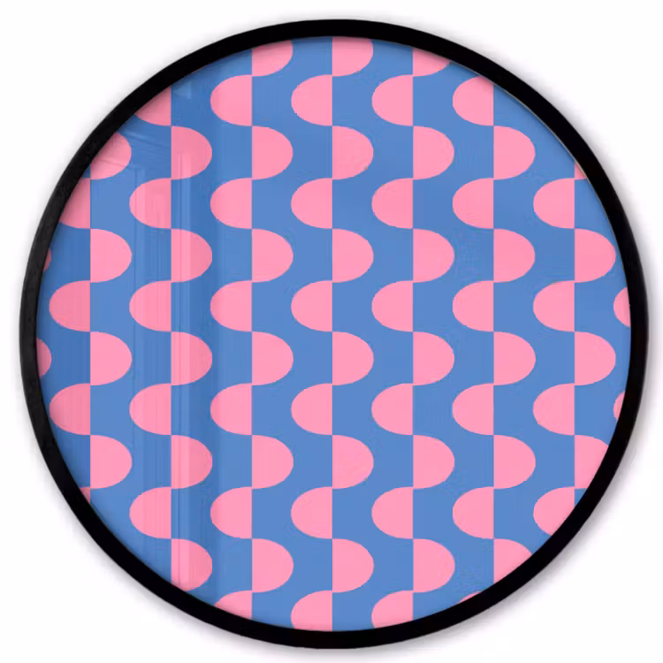 Patroon - Halve cirkels - Abstract - Modern - Roze - Blauw Fotolijst rond zonder passe partout klein -3d